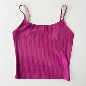 American‎ Eagle Y2K Pink Tank Crop Stretch Adjustable Spaghetti Straps Women's S